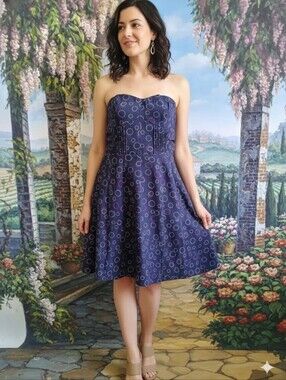 American Eagle Outfitters Strapless Dress. Cocktail Blue Strapless Short Dress.